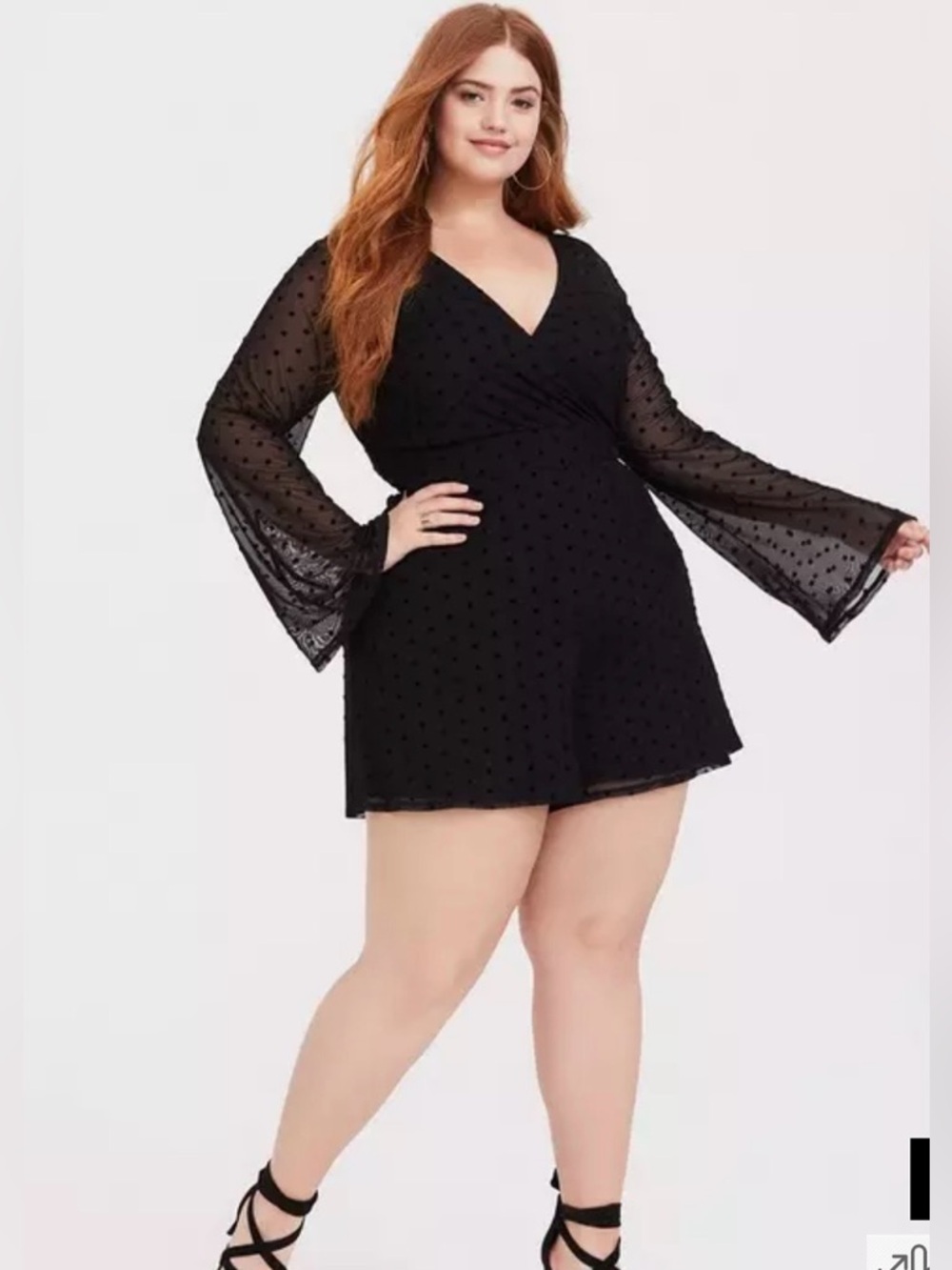 torrid Black Swiss Dot Mini Romper Dress sz 1X